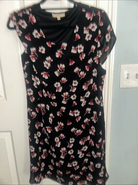 Lark & Ro Black Maxi Dress with Pink and White Floral Print
